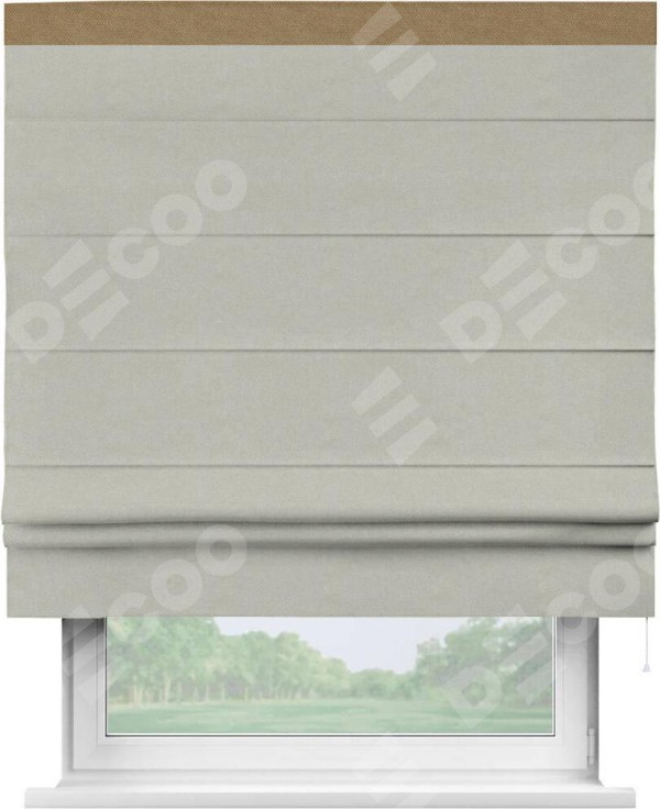 Римская штора «Кортин» с кантом Кинг, для проема, ткань лён димаут, светло-серый