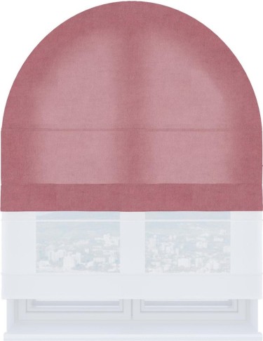 Римская штора «Кортин» день-ночь для арочного проёма, ткань вельвет брусника