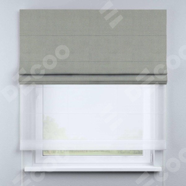 Римская штора «Кортин» день-ночь, ткань блэкаут однотонный, серый