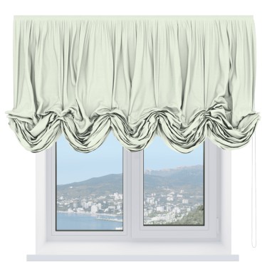 Австрийская штора «Кортин», ткань вельвет молочный