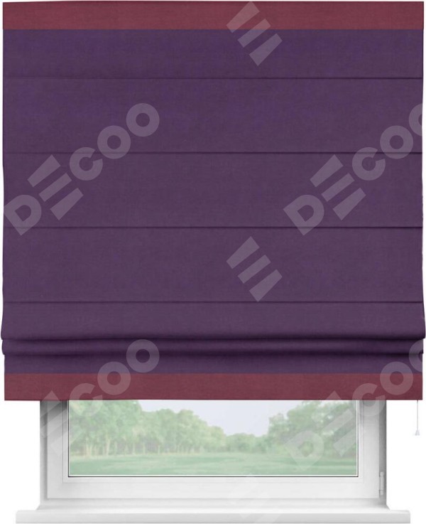 Римская штора «Кортин» с кантом Горизонт, для проема, ткань вельвет темно-фиолетовый