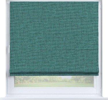 Римская штора «Кортин» на створку, ткань лён кашемир бирюзовый