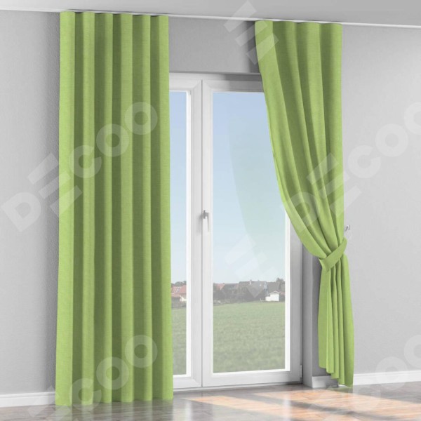 Комплект штор на тесьме «Волна», лён зелёный