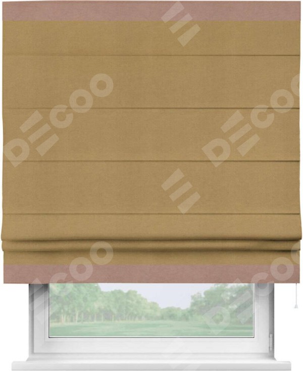 Римская штора «Кортин» с кантом Горизонт, для проема, ткань вельвет горчица