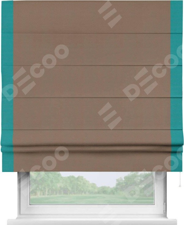 Римская штора «Кортин» с кантом Стрим Дуо, для проема, ткань блэкаут однотонный коричневый