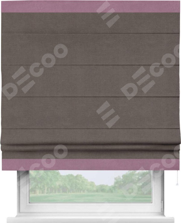 Римская штора «Кортин» с кантом Горизонт, для проема, ткань вельвет коричневый