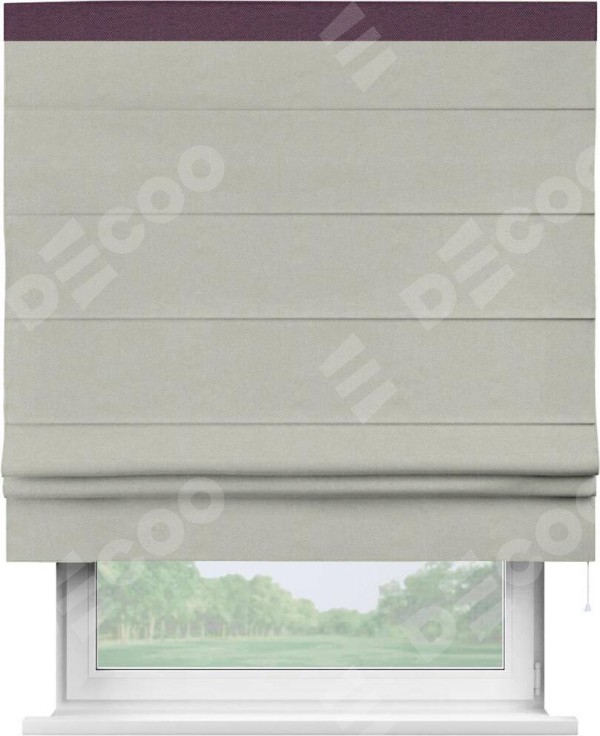 Римская штора «Кортин» с кантом Кинг, для проема, ткань лён димаут, светло-серый