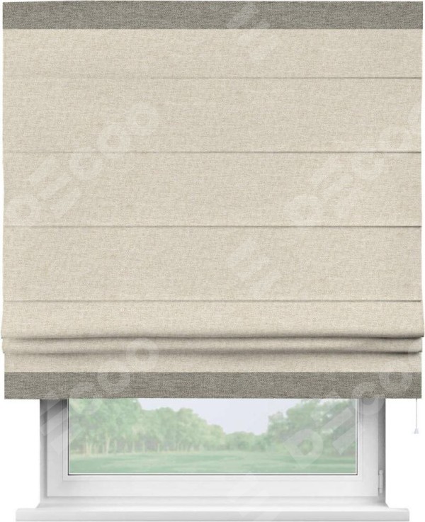 Римская штора «Кортин» с кантом Горизонт, для проема, ткань стиф димаут молочный