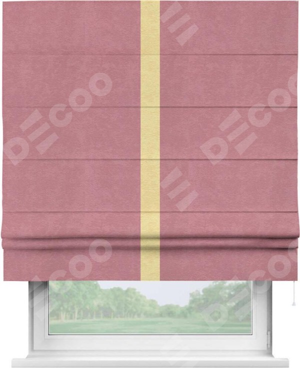Римская штора «Кортин» с кантом Хайвэй, для проема, ткань софт однотонный розовый