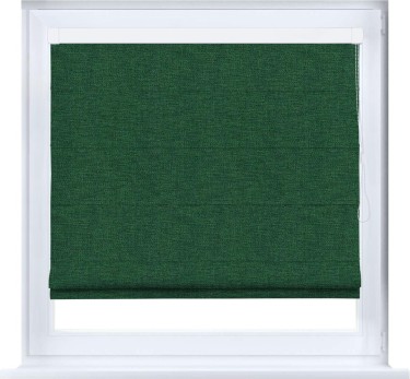 Римская штора «Кортин» кассетная, ткань лён серо-зелёный