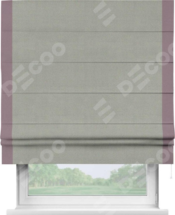 Римская штора «Кортин» с кантом Стрим Дуо, для проема, ткань блэкаут однотонный серый