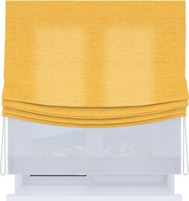Римская штора «Кортин», день-ночь с мягкими складками, лён желтый