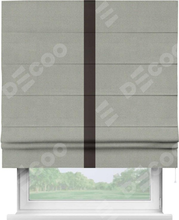 Римская штора «Кортин» с кантом Хайвэй, для проема, ткань блэкаут однотонный серый