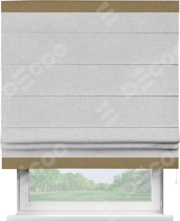 Римская штора «Кортин» с кантом Горизонт, для проема, лён димаут светло-бежевый