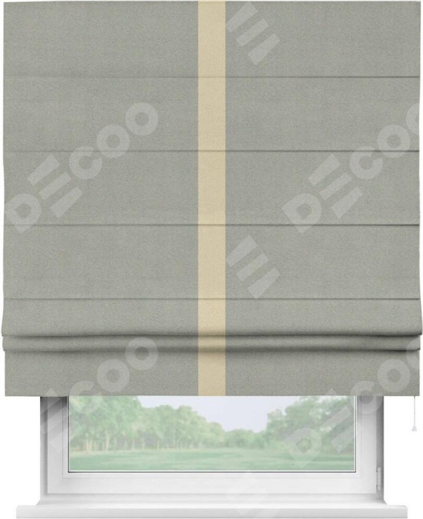 Римская штора «Кортин» с кантом Хайвэй, для проема, ткань блэкаут однотонный серый
