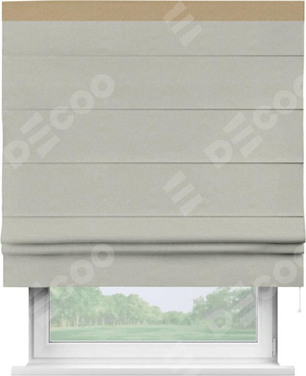 Римская штора «Кортин» с кантом Кинг, для проема, ткань лён димаут, светло-серый