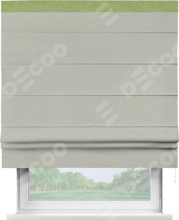 Римская штора «Кортин» с кантом Кинг, для проема, ткань лён димаут, светло-серый