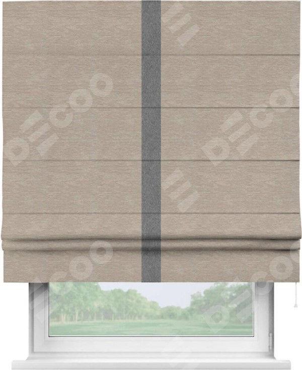 Римская штора «Кортин» с кантом Хайвэй, для проема, ткань софт однотонный темно-бежевый