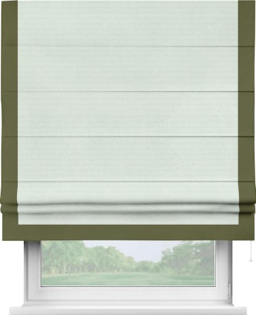 Римская штора «Кортин» с кантом Виктория, для проема, ткань блэкаут однотонный дымчато-молочный