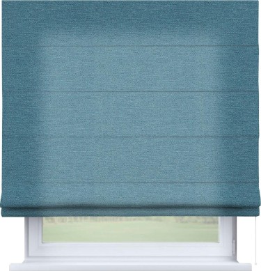 Римская штора «Кортин» для проема, ткань лён голубой