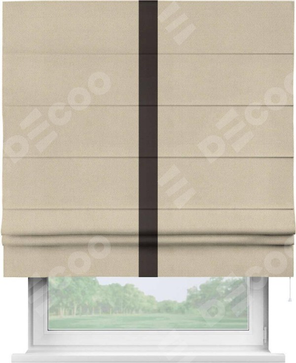 Римская штора «Кортин» с кантом Хайвэй, для проема, ткань блэкаут однотонный кофейно-бежевый