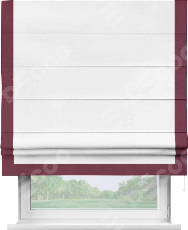 Римская штора «Кортин» с кантом Виктория, для проема, ткань вельвет белый