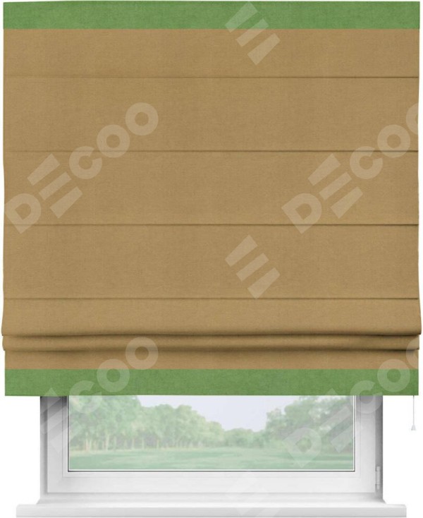 Римская штора «Кортин» с кантом Горизонт, для проема, ткань вельвет горчица