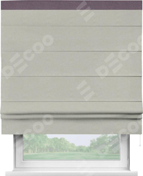 Римская штора «Кортин» с кантом Кинг, для проема, ткань лён димаут, светло-серый