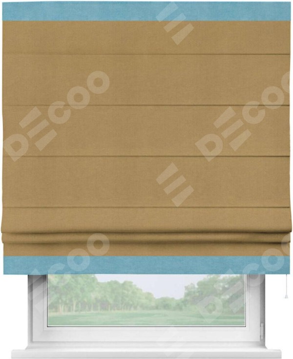 Римская штора «Кортин» с кантом Горизонт, для проема, ткань вельвет горчица