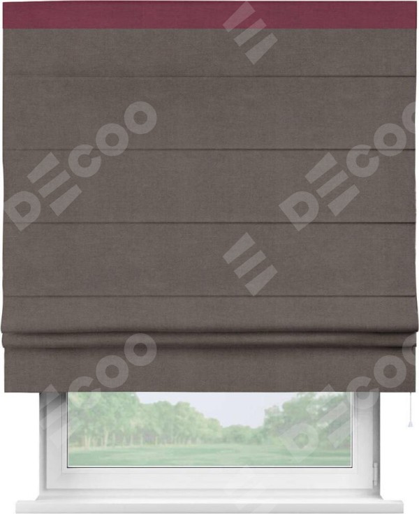 Римская штора «Кортин» с кантом Кинг, для проема, ткань вельвет коричневый