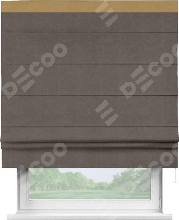 Римская штора «Кортин» с кантом Кинг, для проема, ткань вельвет коричневый