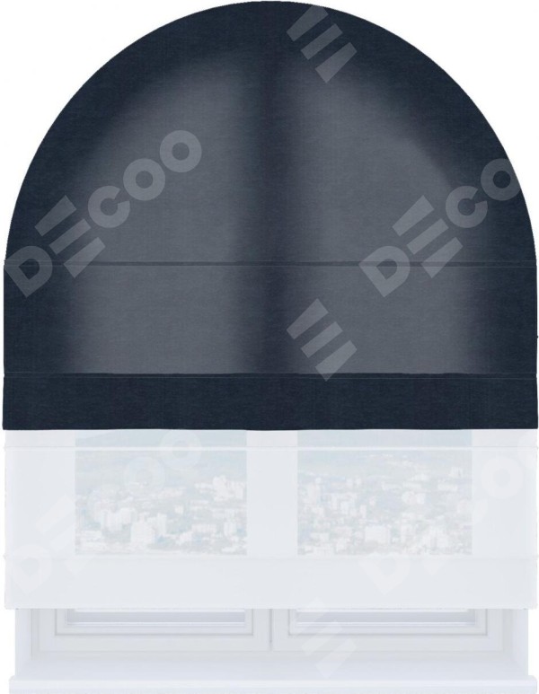 Римская штора «Кортин» день-ночь для арочного проёма, ткань софт однотонный тёмно-синий