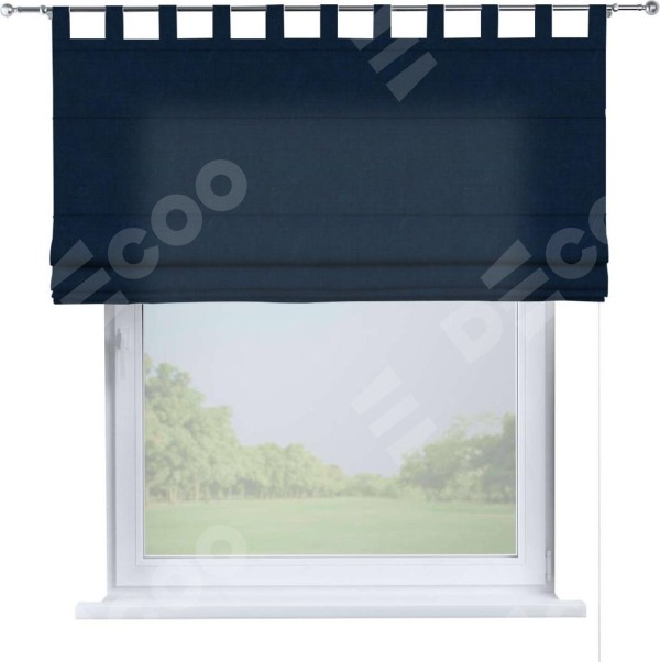 Римская штора на петлях «Кортин», ткань вельвет тёмно-синий