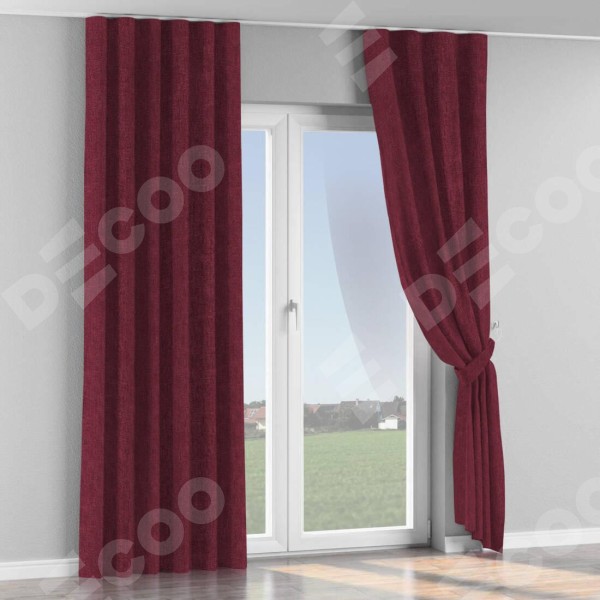 Комплект штор на тесьме «Волна», лён кашемир цвет бордовый