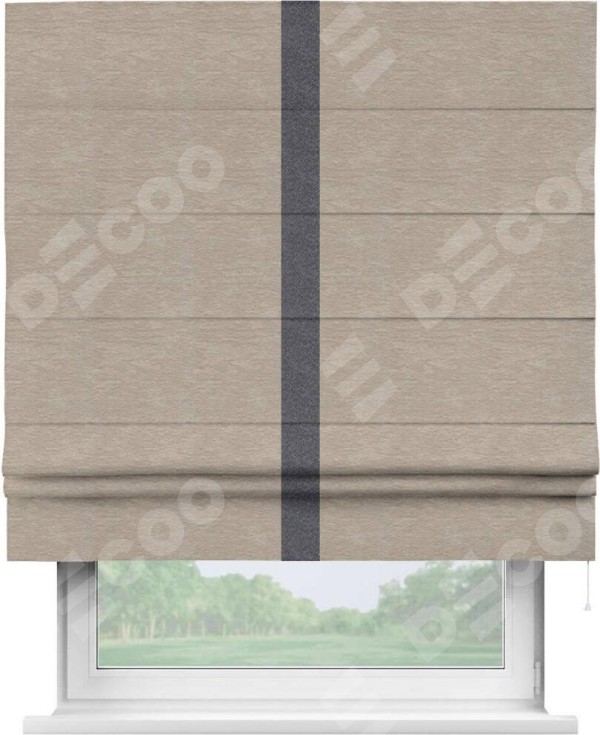 Римская штора «Кортин» с кантом Хайвэй, для проема, ткань софт однотонный темно-бежевый