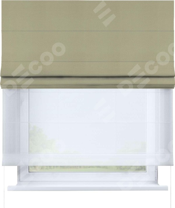 Римская штора «Кортин» день-ночь, ткань блэкаут однотонный, милано капучино