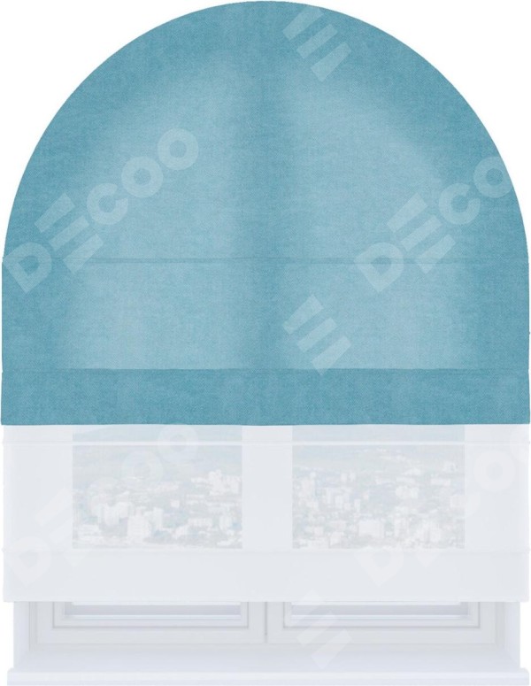 Римская штора «Кортин» день-ночь для арочного проёма, ткань вельвет ментоловый