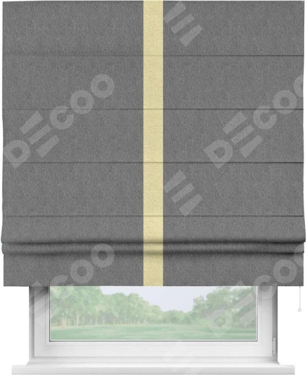 Римская штора «Кортин» с кантом Хайвэй, для проема, ткань софт однотонный серый