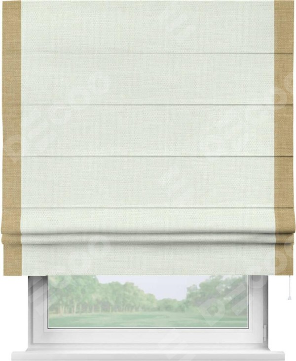 Римская штора «Кортин» с кантом Стрим Дуо, для проема, ткань лён молочный