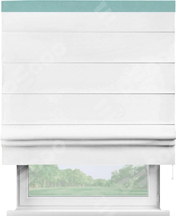 Римская штора «Кортин» с кантом Кинг, для проема, ткань вельвет белый