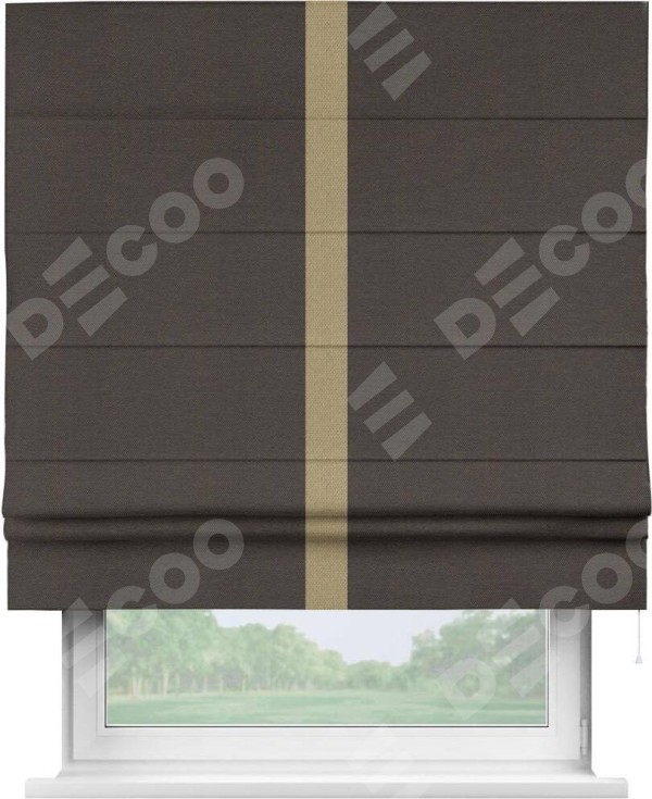 Римская штора «Кортин» с кантом Хайвэй, для проема, ткань лён димаут, венге