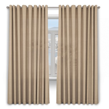 Шторы на люверсах ткань вельвет песочный