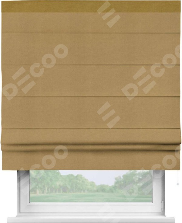 Римская штора «Кортин» с кантом Кинг, для проема, ткань вельвет горчица