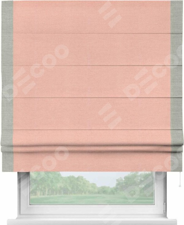 Римская штора «Кортин» с кантом Стрим Дуо, для проема, ткань лён розовый