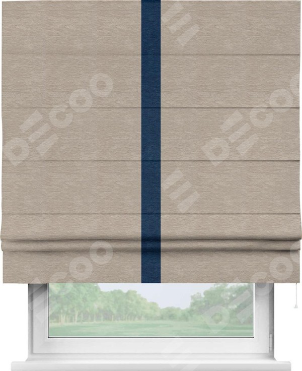 Римская штора «Кортин» с кантом Хайвэй, для проема, ткань софт однотонный темно-бежевый