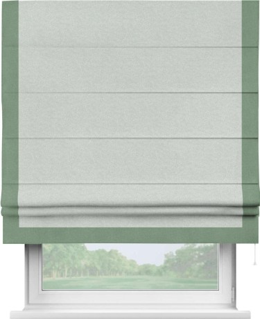 Римская штора «Кортин» с кантом Виктория, для проема, лён блэкаут белый