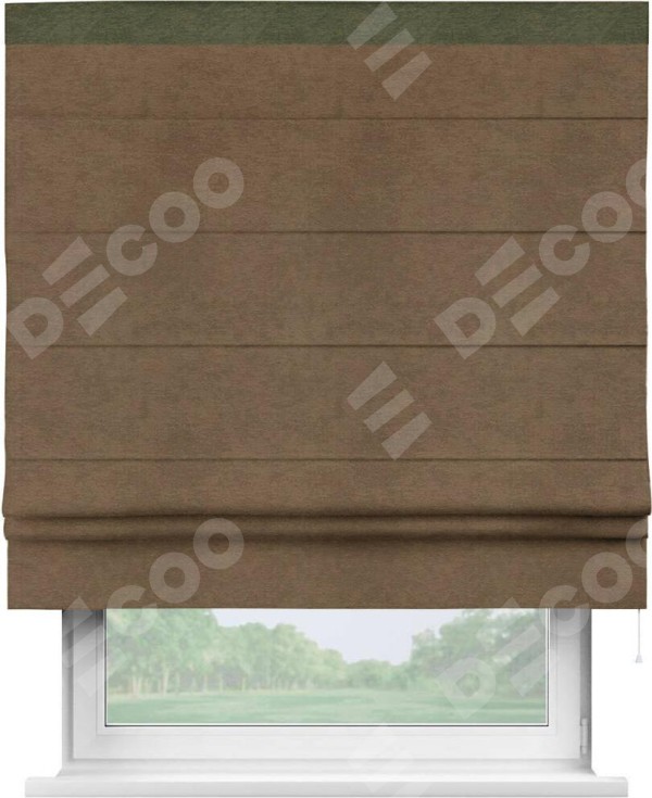 Римская штора «Кортин» с кантом Кинг, для проема ткань софт однотонный бронзовый