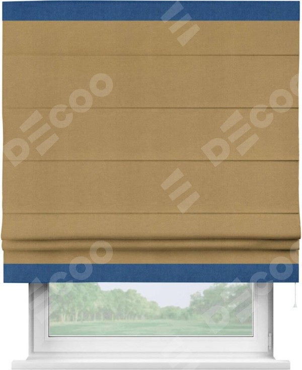 Римская штора «Кортин» с кантом Горизонт, для проема, ткань вельвет горчица