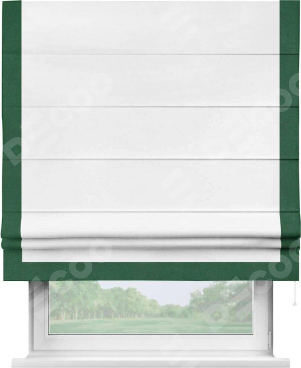 Римская штора «Кортин» с кантом Виктория, для проема, ткань вельвет дымчато-белый