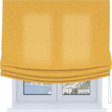 Римская штора Soft с мягкими складками, ткань лён желтый